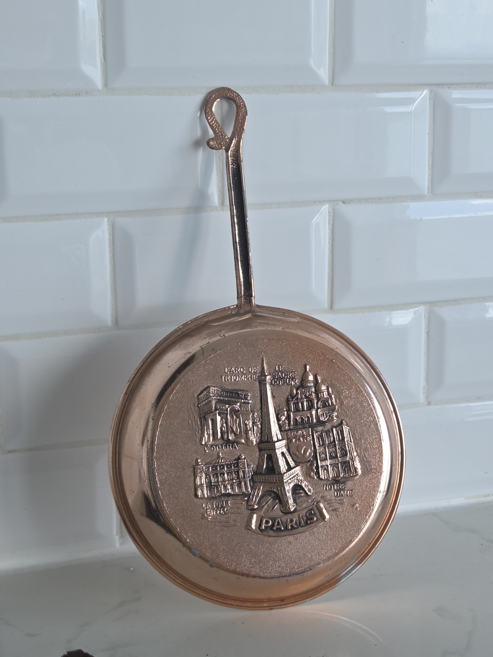 Decorative Paris Copper-Tone Hanging Pan